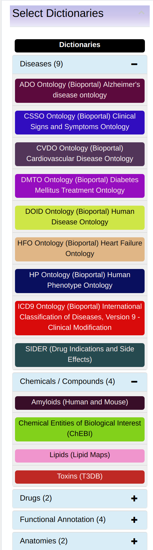 Knowledgebase dictionaries