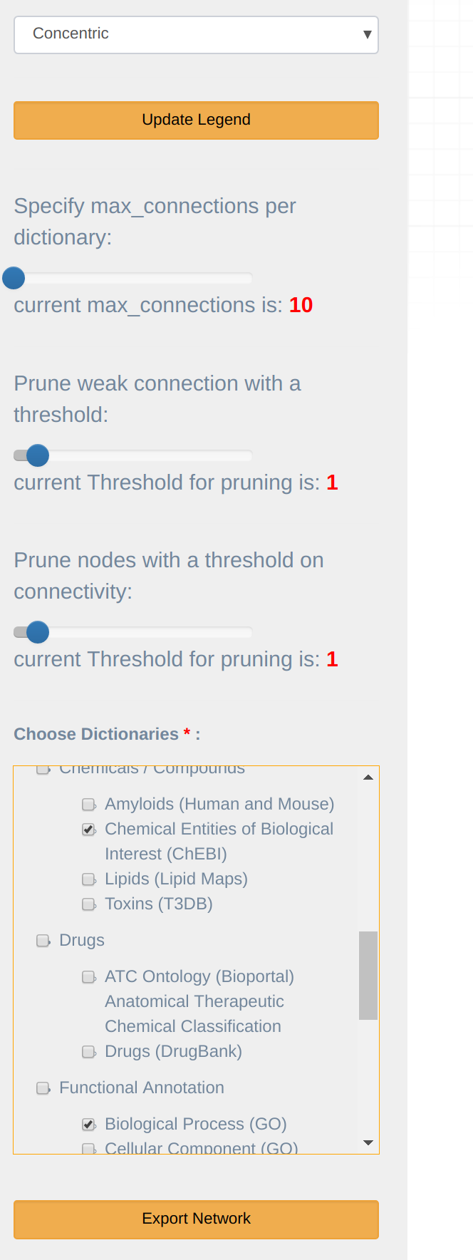 Visualization menus